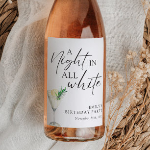 Étiquette Pour Bouteilles De Vin Une nuit dans tout Anniversaire Blanc