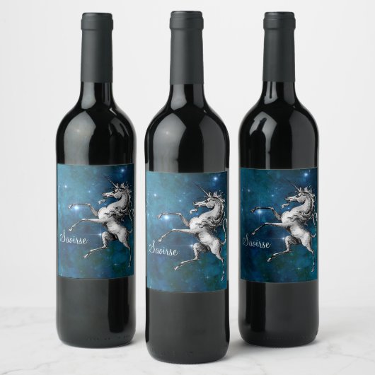 Étiquette Pour Bouteilles De Vin Unicorne céleste personnalisable (Bouteilles)