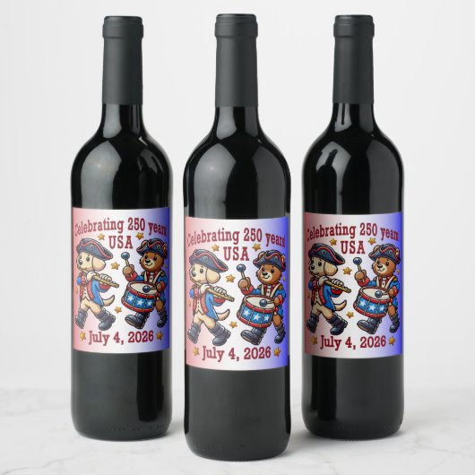 Étiquette Pour Bouteilles De Vin USA 250th Anniversary Souvenir - Patriotique (Bouteilles)