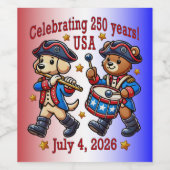Étiquette Pour Bouteilles De Vin USA 250th Anniversary Souvenir - Patriotique (Étiquettes simples)