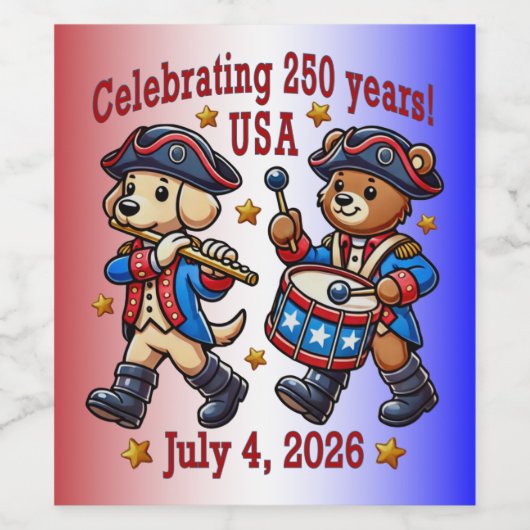 Étiquette Pour Bouteilles De Vin USA 250th Anniversary Souvenir - Patriotique (Étiquettes simples)