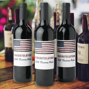 Étiquette Pour Bouteilles De Vin USA American Flag Parti de retraite patriotique