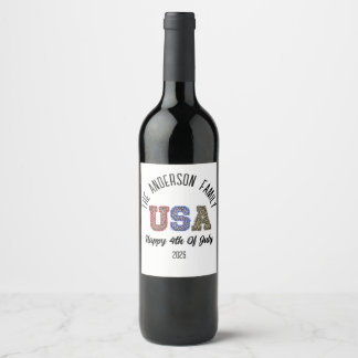 Étiquette Pour Bouteilles De Vin USA Cheetah Imprimer Nom de la réunion personnalis