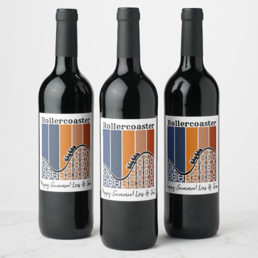 Étiquette Pour Bouteilles De Vin Vacances d'été à cheval Rollercoaster Retro (Bouteilles)