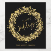 Étiquette Pour Bouteilles De Vin Vacances Gold et Black Happy (Étiquettes simples)