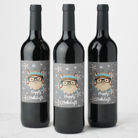 Étiquette Pour Bouteilles De Vin Vacances Hipster Llama (Bouteilles)