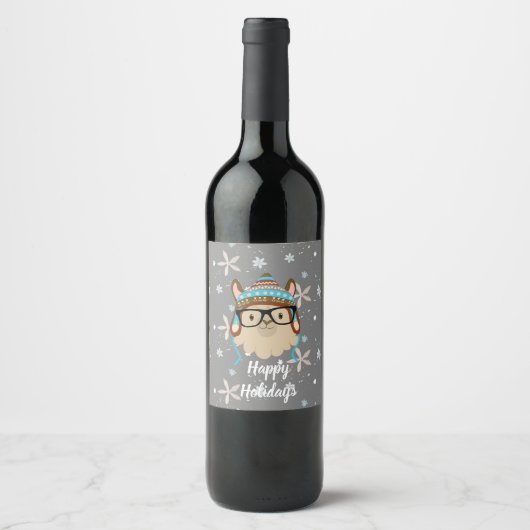 Étiquette Pour Bouteilles De Vin Vacances Hipster Llama (Devant)