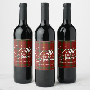 Étiquette Pour Bouteilles De Vin Vacances Rouge Tartan Noël Plaid