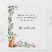 Étiquette Pour Bouteilles De Vin Vacances Vacances Fox d'hiver Frame Noël (Étiquettes simples)