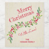 Étiquette Pour Bouteilles De Vin Vacances vertes aquarelle (Étiquettes simples)