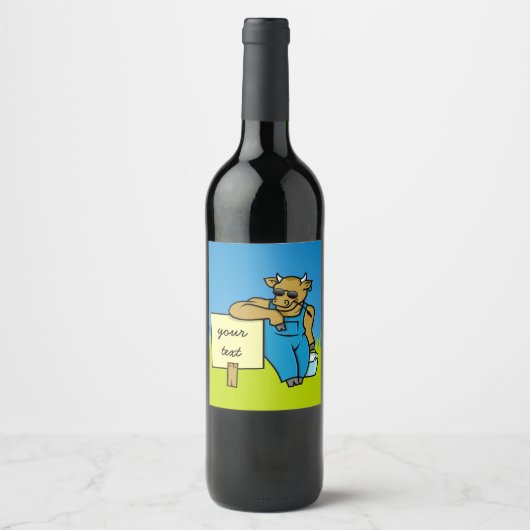 Étiquette Pour Bouteilles De Vin Vache avec signe (Devant)