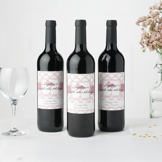 Étiquette Pour Bouteilles De Vin Vague Art Déco Flamant Rose Anniversaire