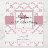 Étiquette Pour Bouteilles De Vin Vague Art Déco Flamant Rose Anniversaire (Étiquettes simples)