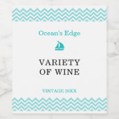 Étiquette Pour Bouteilles De Vin Vagues d'océan bleu moderne (Étiquettes simples)