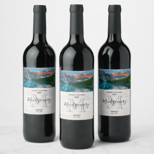 Étiquette Pour Bouteilles De Vin Vaisseau photographique pittoresque Mountain & Lak