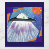 Étiquette Pour Bouteilles De Vin vaisseau spatial Alien UFO Space (Étiquettes simples)