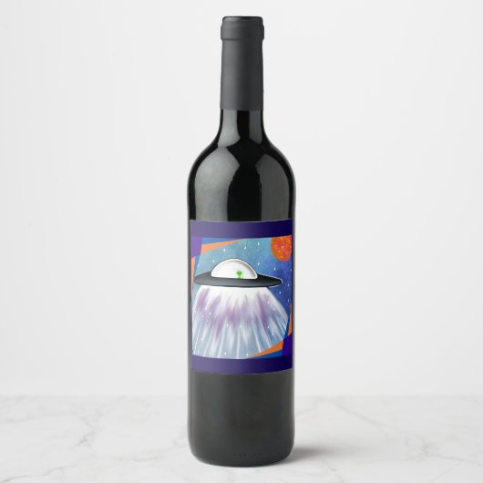 Étiquette Pour Bouteilles De Vin vaisseau spatial Alien UFO Space (Devant)