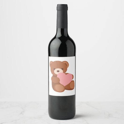 Étiquette Pour Bouteilles De Vin Valentine Teddy Bear (Devant)