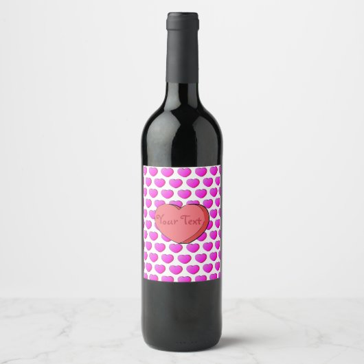 Étiquette Pour Bouteilles De Vin Valentines Dessin Coeur de bonbons (Devant)