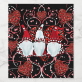 ÉTIQUETTE POUR BOUTEILLES DE VIN VALENTINES GNOMES (Étiquettes simples)