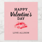 Étiquette Pour Bouteilles De Vin Valentines modernes Rouge Baiser Rose Personnalisé (Étiquettes simples)