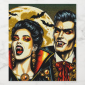 Étiquette Pour Bouteilles De Vin Vampires et Bats Halloween Party (Étiquettes simples)