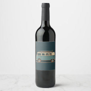 Étiquette Pour Bouteilles De Vin Van vintage surf – Conception de camping-car rétro