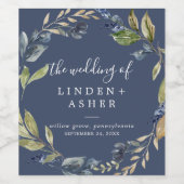 Étiquette Pour Bouteilles De Vin Végétation d'automne | Mariage de marine (Étiquettes simples)