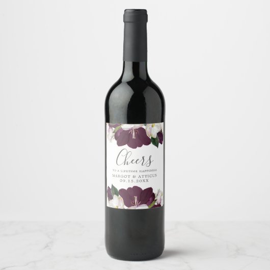 Étiquette Pour Bouteilles De Vin Velvet Magnolia | MARIAGE Personnalisé "applaudiss (Devant)