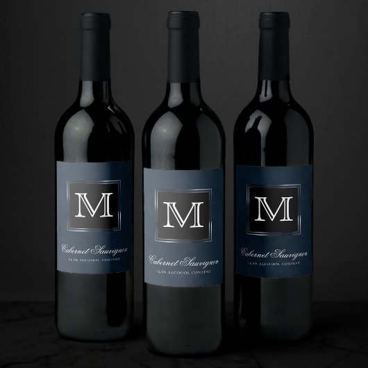 Étiquette Pour Bouteilles De Vin Velvet Navy Grunge | Deep Sapphire Blue Custom