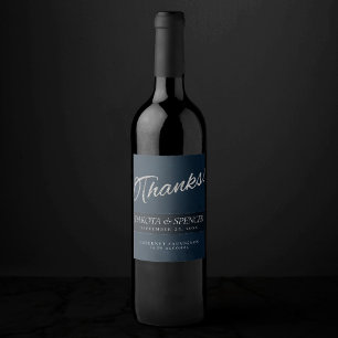 Étiquette Pour Bouteilles De Vin Velvet Navy Grunge Merci bleu profond