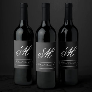 Étiquette Pour Bouteilles De Vin Velvet Onyx Grunge Script personnalisé noir Vamp