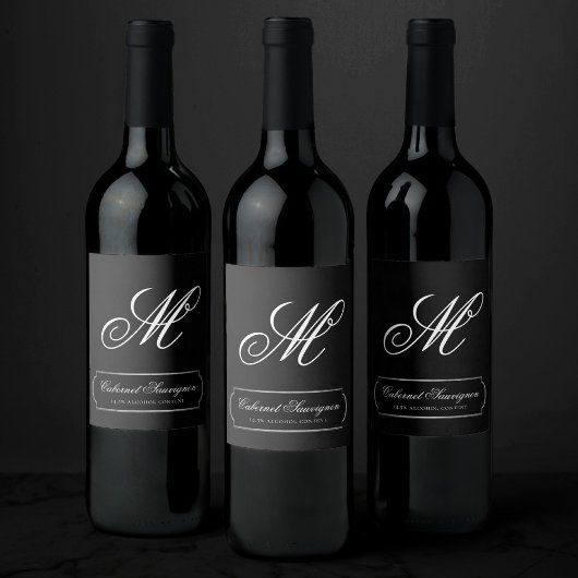 Étiquette Pour Bouteilles De Vin Velvet Onyx Grunge | Script personnalisé noir Vamp