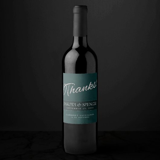 Étiquette Pour Bouteilles De Vin Velvet Turquoise Grunge | Merci vert émeraude prof