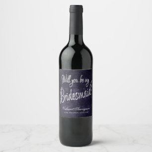 Étiquette Pour Bouteilles De Vin Velvety Indigo Damask Demande de nuptiale Grunge