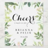 Étiquette Pour Bouteilles De Vin Verdure Botanique Foliage Cheers Mariage (Étiquettes simples)