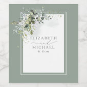 Étiquette Pour Bouteilles De Vin Verdure botanique Mariage d'aquarelle fleurie (Étiquettes simples)
