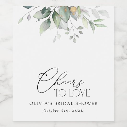 Étiquette Pour Bouteilles De Vin Verdure, Eucalyptus Feuilles, Boho, Fête des marié (Étiquettes simples)