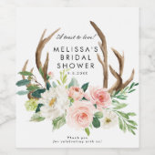 Étiquette Pour Bouteilles De Vin verdure fleurie rose bouteille de douche nuptiale  (Étiquettes simples)