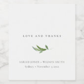 Étiquette Pour Bouteilles De Vin Verdure minimale du feuillage Merci Mariage (Étiquettes simples)