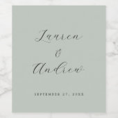 Étiquette Pour Bouteilles De Vin Verre de mer Vert Élégant Moderne Simple Mariage (Étiquettes simples)