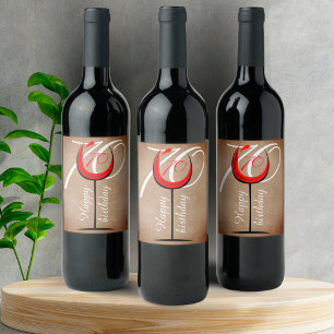 Étiquette Pour Bouteilles De Vin Verre rouge rustique Script 70e anniversaire