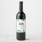 Étiquette Pour Bouteilles De Vin Vert aquarelle moderne Personnalisé (Devant)