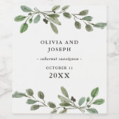 Étiquette Pour Bouteilles De Vin Vert aquarelle simple | MARIAGE (Étiquettes simples)