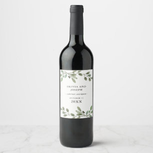 Étiquette Pour Bouteilles De Vin Vert aquarelle simple   MARIAGE