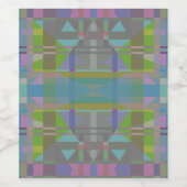 Étiquette Pour Bouteilles De Vin Vert bleu violet géométrique (Étiquettes simples)