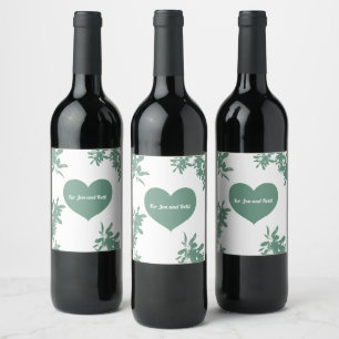 Étiquette Pour Bouteilles De Vin Vert Menthe Ivy carré