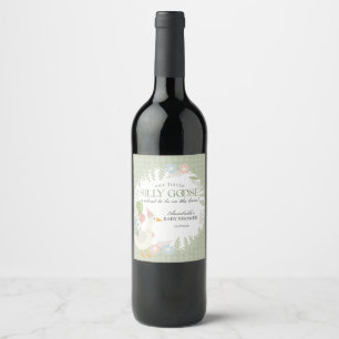 Étiquette Pour Bouteilles De Vin Vert Oie soie Florale En vichy Baby shower Favoris