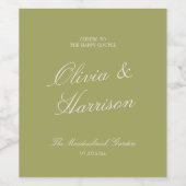Étiquette Pour Bouteilles De Vin Vert olive Mariage Calligraphie Classique (Étiquettes simples)