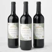 Étiquette Pour Bouteilles De Vin Vert sauge Floral Papillons Quinceañera Anniversai (Bouteilles)